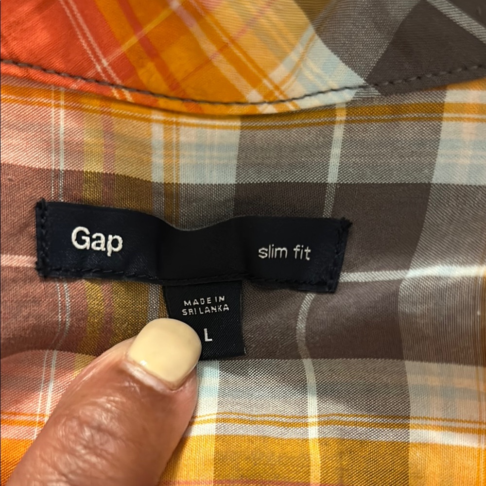 GAP Slim Fit Shirt with Yellow and Brown Plaid